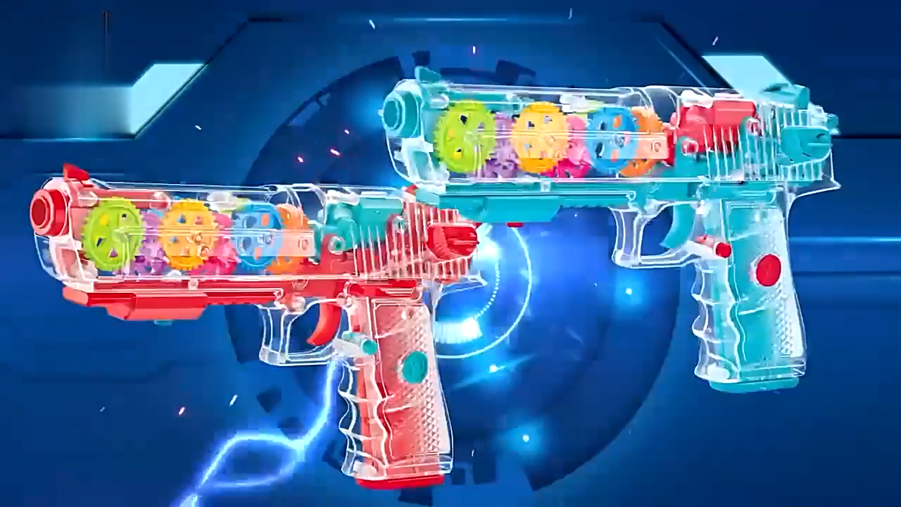 Kid Pistolas De Juguete Transparent Gear Vibration GunElectric Toy Flashing Bo Funny Concept Toy Guns With Light And Music