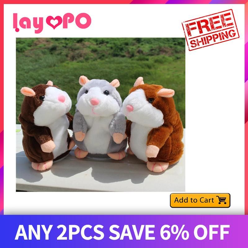 {Can COD} Lovely Talking Hamster Toy Repeats What You Say Plush Animal Toy Electronic Record Hamster Mouse Funny Stuffed Toys