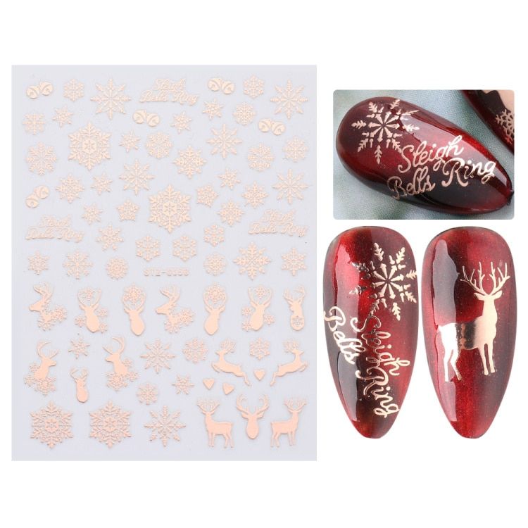 1pc Christmas Stickers on Nails 5D Glitter Bronzing Decals Charms Sliders Xmas Winter Nail Art Decor Adhesive Wrap NFSTZG050-058