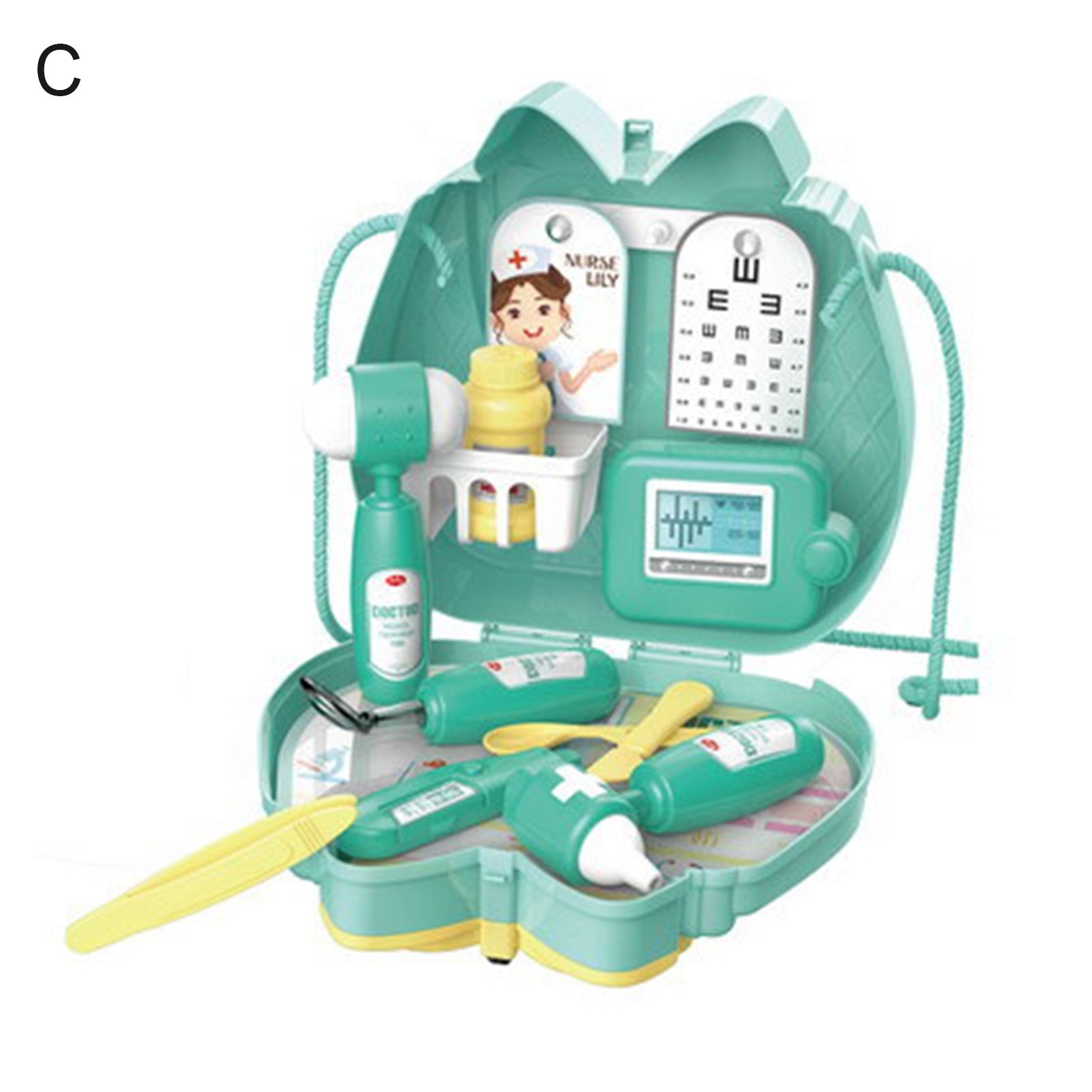 Kids Simulation Kitchen Tableware Makeup Dessert Dental Tool Set Backpack Box