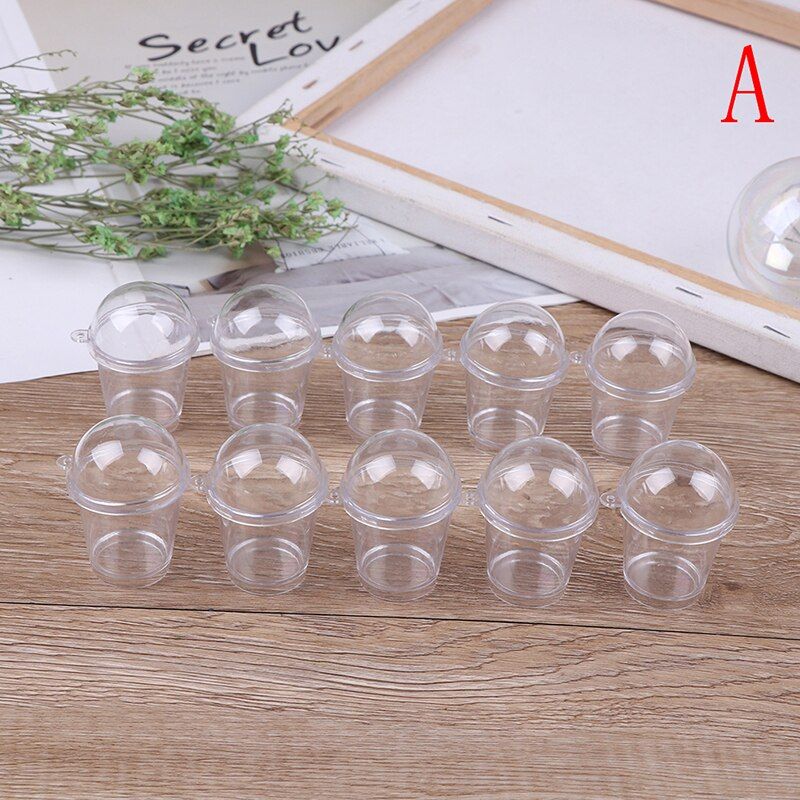 10pcs DIY Charms Plastic Cups Miniature Cute Mini Cup with Dome Lid Doll House Popcorn Ice Cream Jewelry Accessory