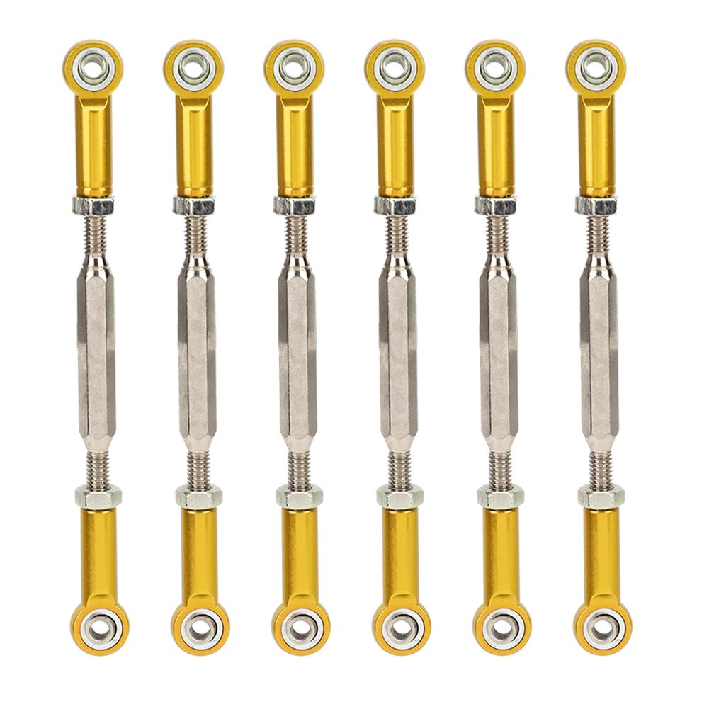 RC CAR Upgrade Parts 6Pcs 88mm Aluminum Alloy Adjustable Push RodsTurnbuckle Rod Linkage Accessories for Car Models