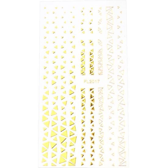 Gold 3D Nail Stickers Nail Art Adhesive Decals Geometric Stripes Lines Wave Designs Sliders Decorations Manicure TRFL2013-2024-1