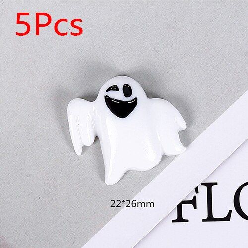 5pcs Resin Halloween Pumpkin Skull Ghost Accessories DIY Filler Decoration Polymer Clay Lizun For Slimes Anti-stress Toys