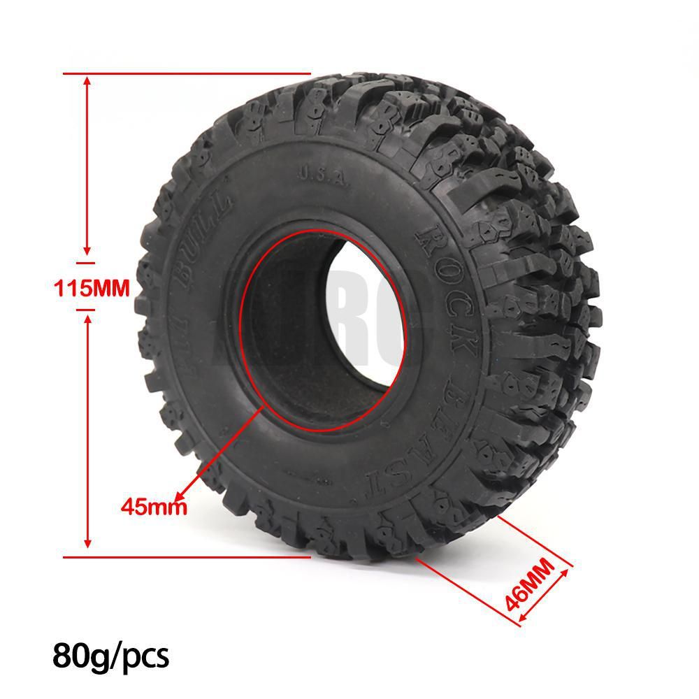 4PCS 115MM Rubber Mud Grappler Tires for 1:10 RC Crawler Axial SCX10 SCX10 II JEEP 90046 90047 TRX-4 Defender G500 TRX-6 G63