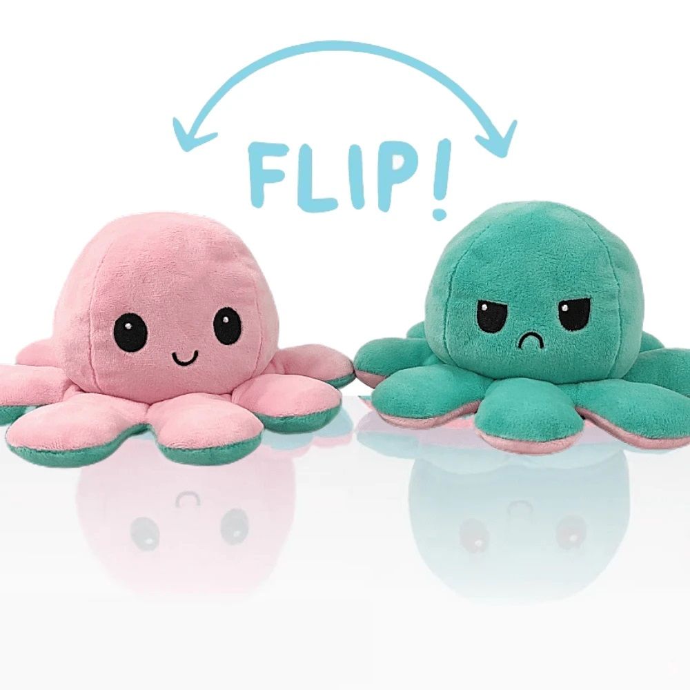 Double Sided Flip Octopus Doll Small Stuffed Animal Reversible Cute Octopus Plush Toy for Kids