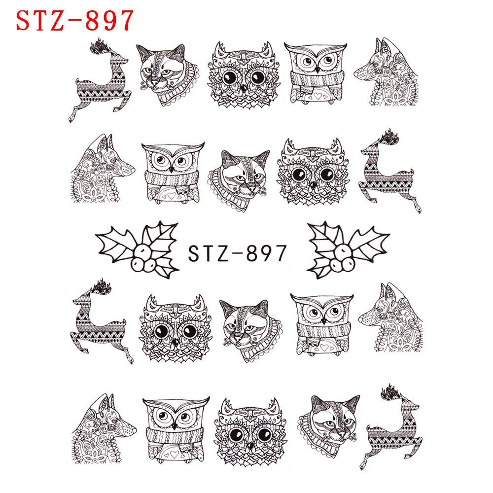 1/12 Pcs Christmas Nail Sticker Multicolor Elk Snowflakes Star Charm Flower Water Transfer Decal Nail Art Decoration Accessories
