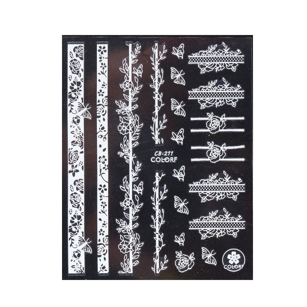 3D Butterfly Nail Stickers Colorful Flowers Red Rose Adhesives Wraps Decals Manicure Nails Foils Tattoo Decorations CHF624-629