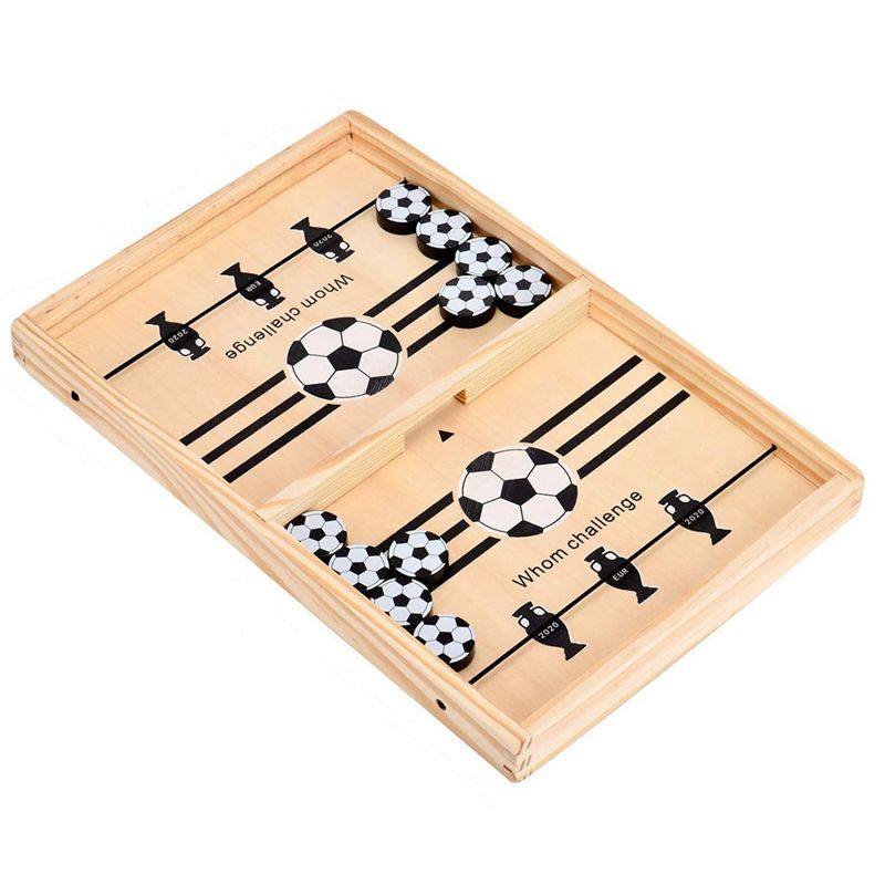 Fast Sling Puck Game 1 Checkerboard and 10 Chess Pieces Set Upgrades Wooden Hockey Table Parent-Child Interactive Games