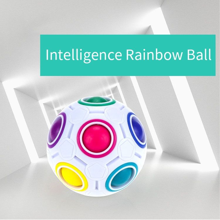 Magic Rainbow montessor spin ball Puzzle Cube Fidget Stress Relief Ball Brain Teasers Games Toys for Kids Adults (12 Holes)
