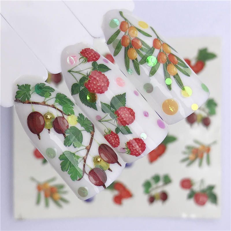 LCJ 1 PC Sweets Ice Cream Summer Nail Sticker Mixed Colorful Fruit DIY Water Decals Nail Art Decorations Manicure Tool