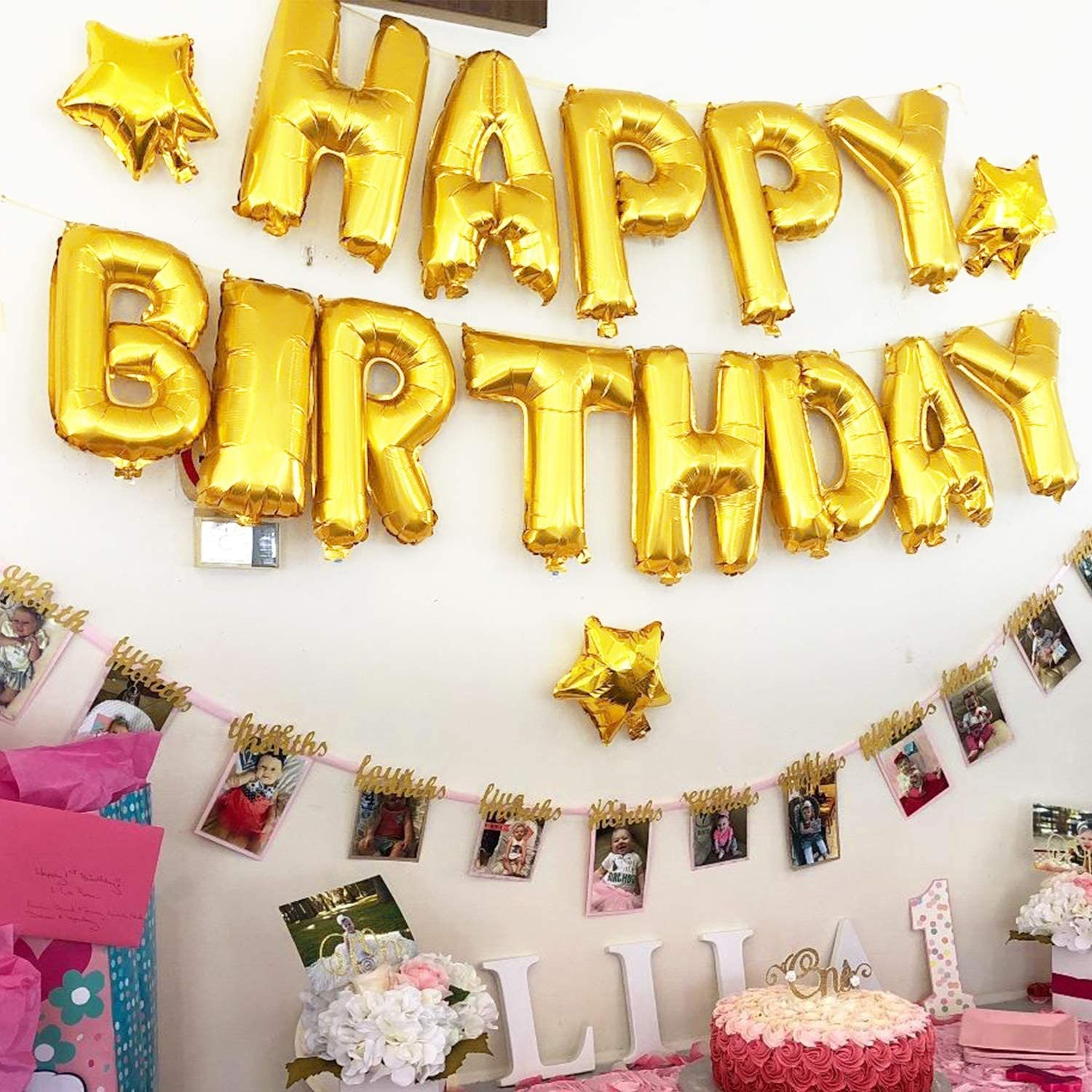 Happy Birthday Balloons Aluminum Foil Air Balloons Alphabet Letters Hanging Birthday Party Decorations Banner