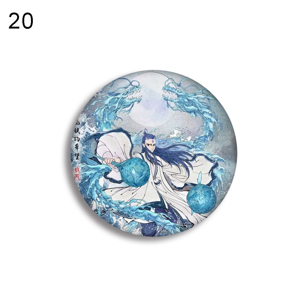 Cartoon Nezha Ao Bing Round Brooch Pin Badge Emblem Clothes Bag Ornament Gift