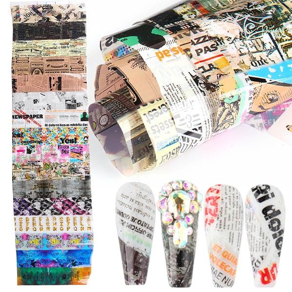16pcs Holographic Foil For Nail Vintage spaper Leopard Skin Sticker For Manicure Starry Paper Slider Nail Design Tip LE1794