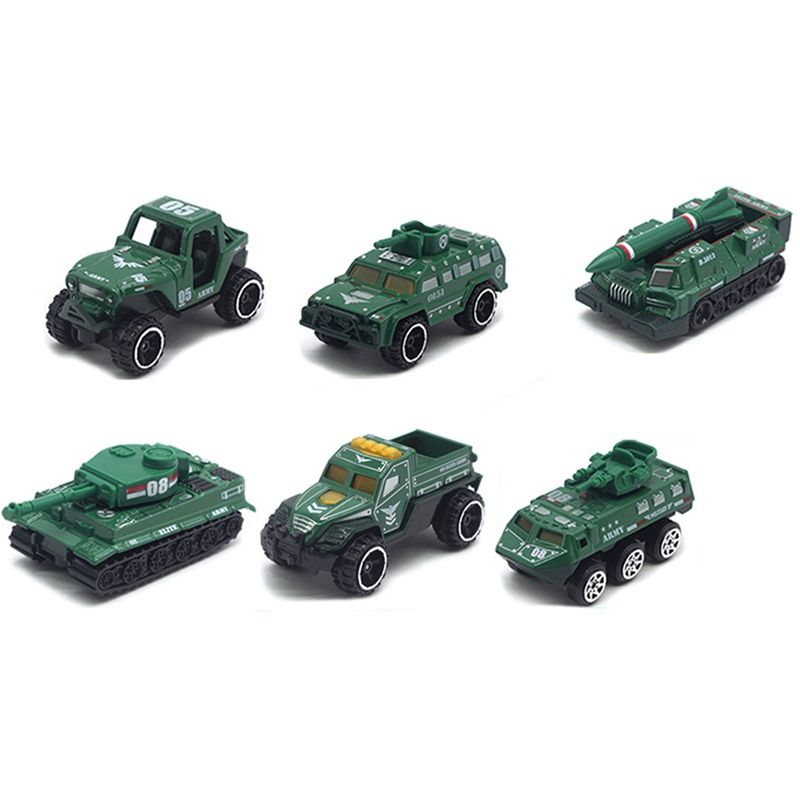 6 Pcs/Set Vehicle Engineering Model Toy Cars for Kids Children Boys Gift Tank Cannon Vehicle Green