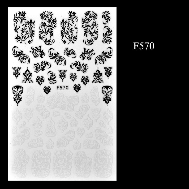 3D Nail Sticker Geometric Love-Letters Leaf Flower Snowflake Nail Art Decal Manicure Decorations