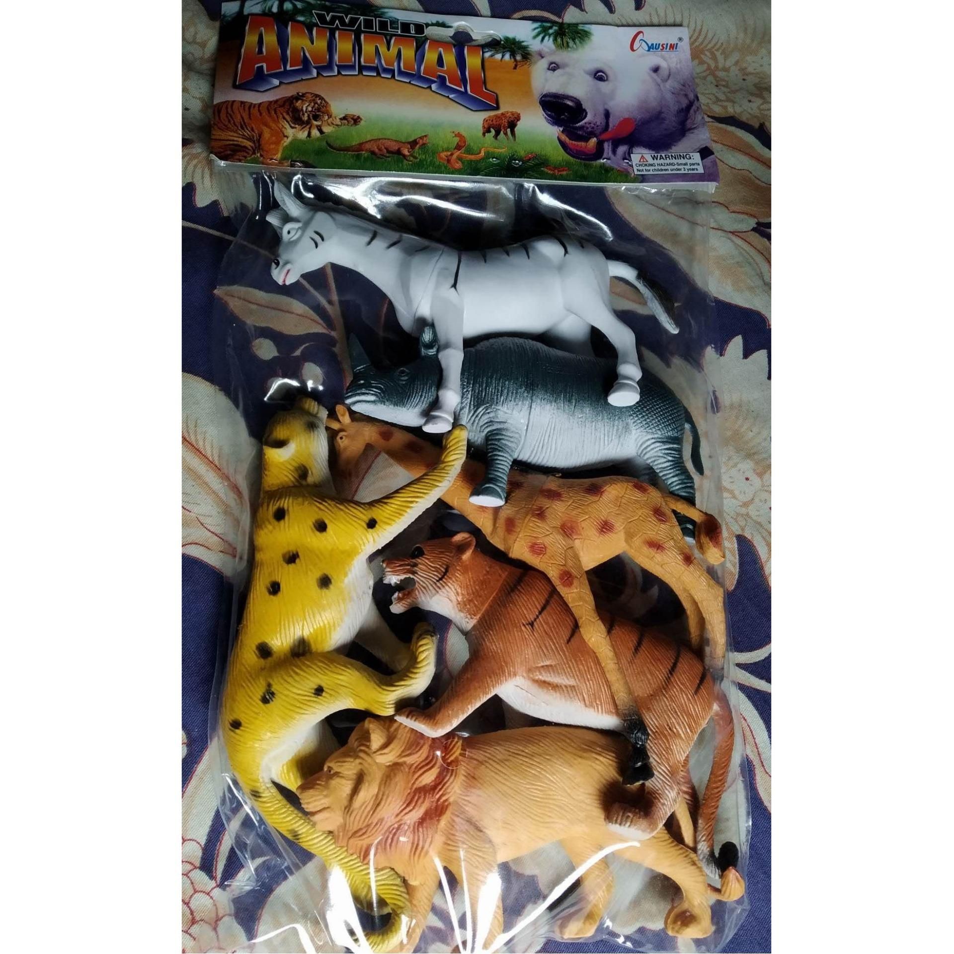 6PCS Plastic Wild Animal Toy Set - Multi Color
