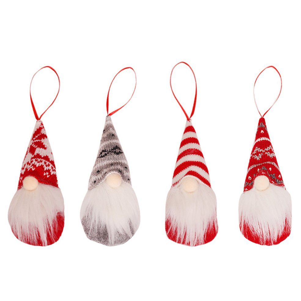 4pcs Gnome Christmas Ornaments Handmade Gnomes Plush Scandinavian Decor-colorful