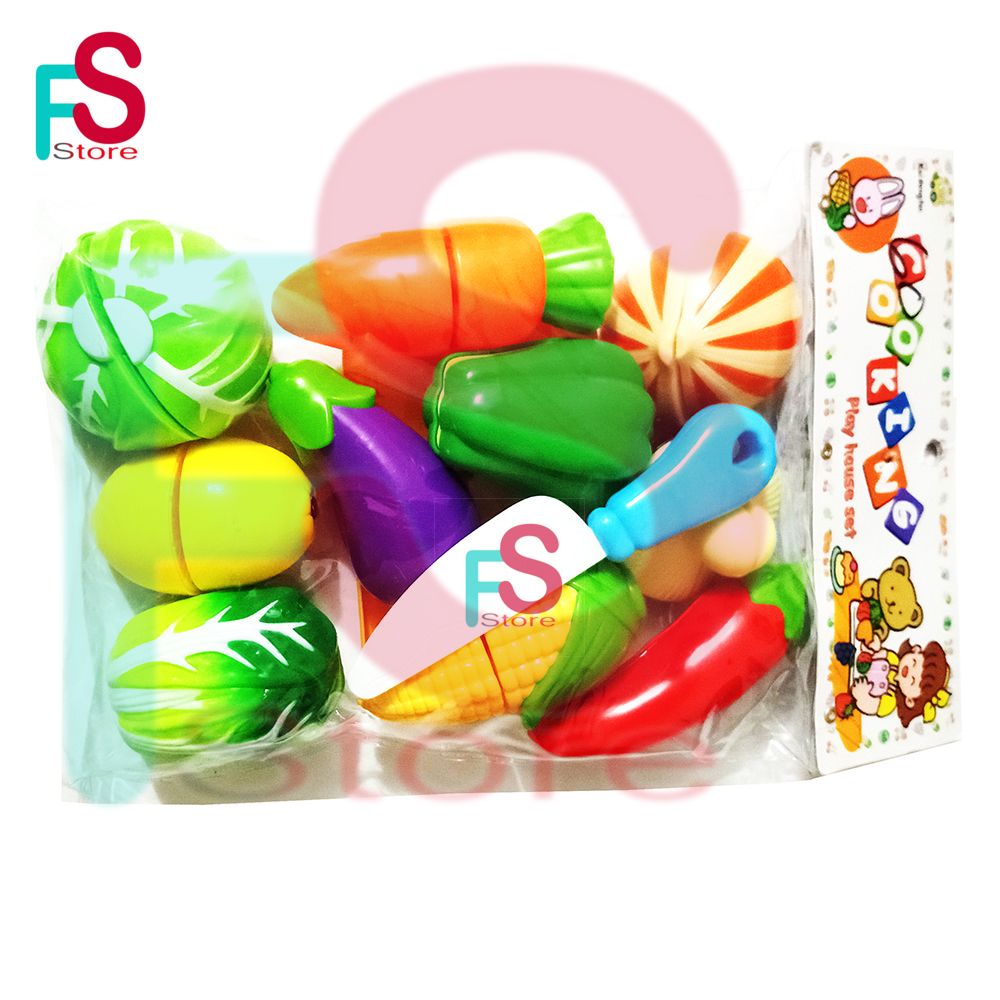 Plastic Fruits Cutter Toy Set - Multi Color