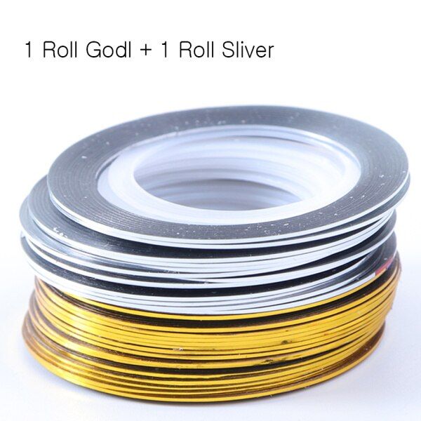0.5mm Gold Silver Nail Striping Tape Line Sticker For Nail Curve Laser Nails Accessories Lot Nail Art Decoration Manicure LE1009