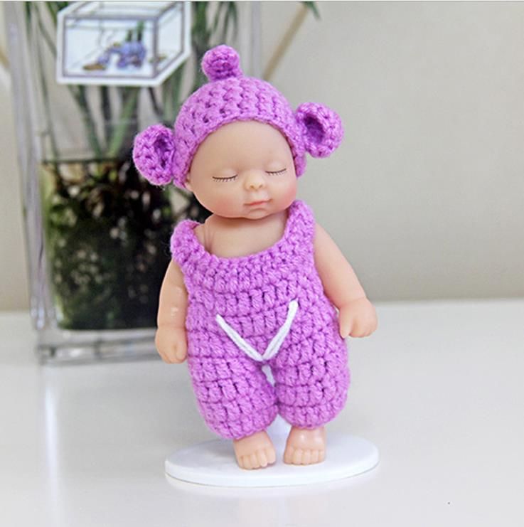 NEW Cute Sleeping Baby Doll KeyChains For Women Bag Toy Key Ring Fluffy Pom pom Faux Fur Plush Keychains