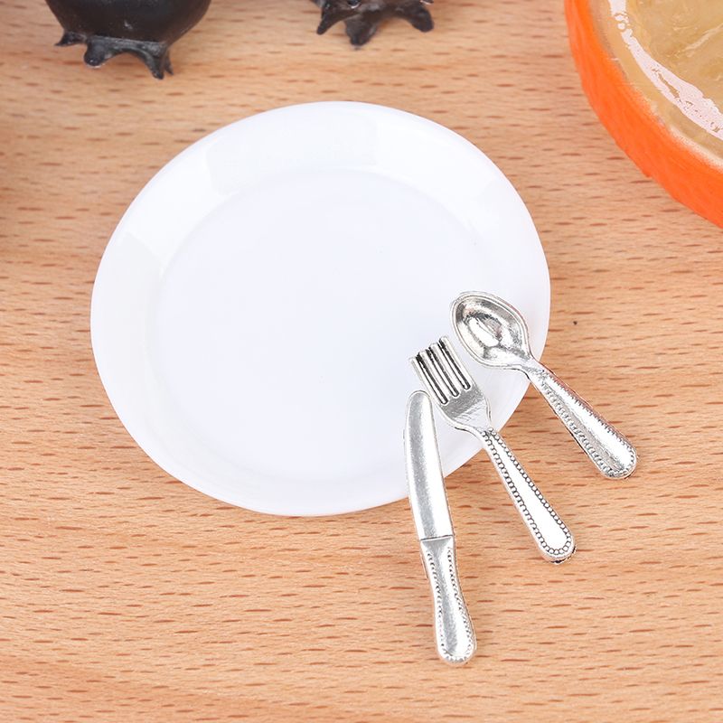 4Pcs/Set Restaurant Doll House Accessories Mini Western Tableware Dish Model