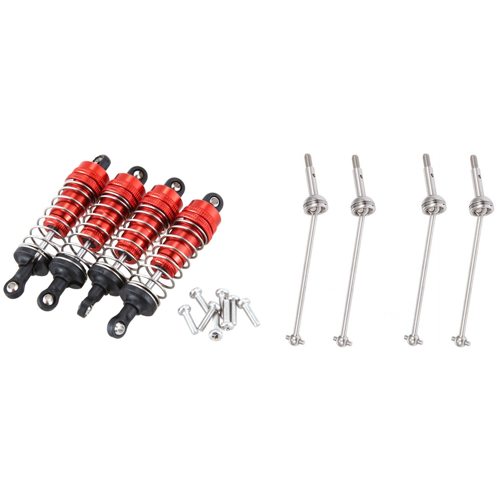 2 Set RC Car Part: 1 Set Metal Shock Absorber Damper & 1 Set Metal Drive Shaft Front Wheel Drive Shaft