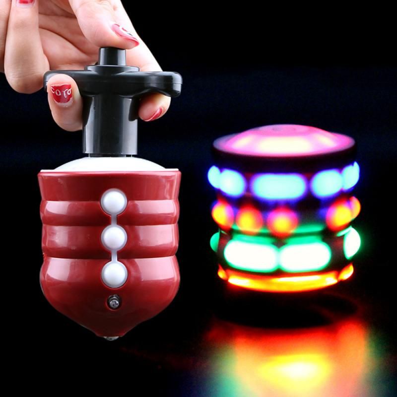 Spinning Top Colorful Flash LED Light Laser Music Gyroscope Children's Wood Luminous Music Gyro Classic Toys Kids ChristGift
