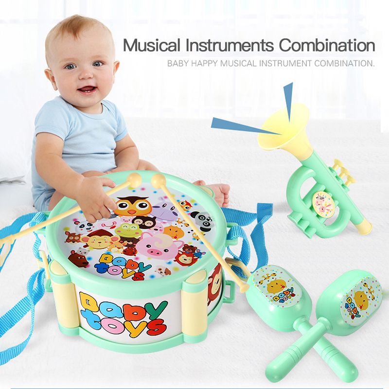NYT Children Drum Trumpet Toy Music Percussion Instrument Band Kit Early Learning Education Toy Baby Kids Children Gift Set
