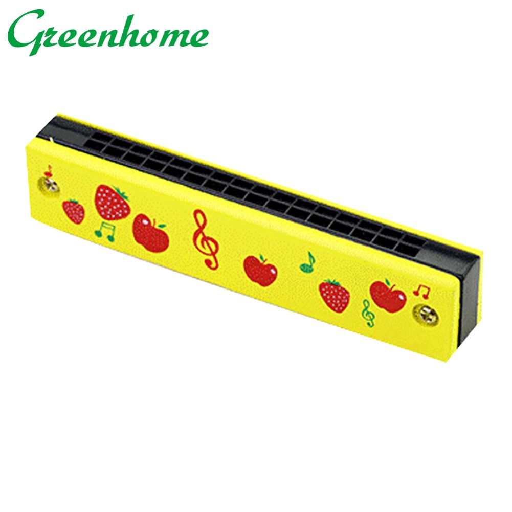 Greenhome Wooden 16 Hole Fruit Pattern Harmonica Musical Instrument Educational Kids Toy