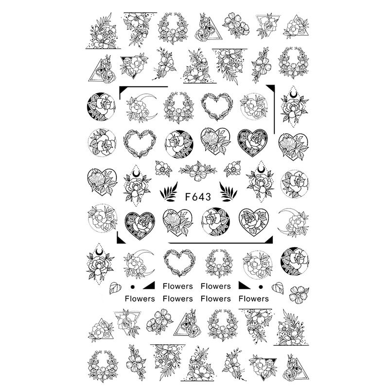 Flower Series Nail Water Decal Stickers Sakura Daisy Lavender Floral Pattern Transfer Sticker  Nail Art Decoration