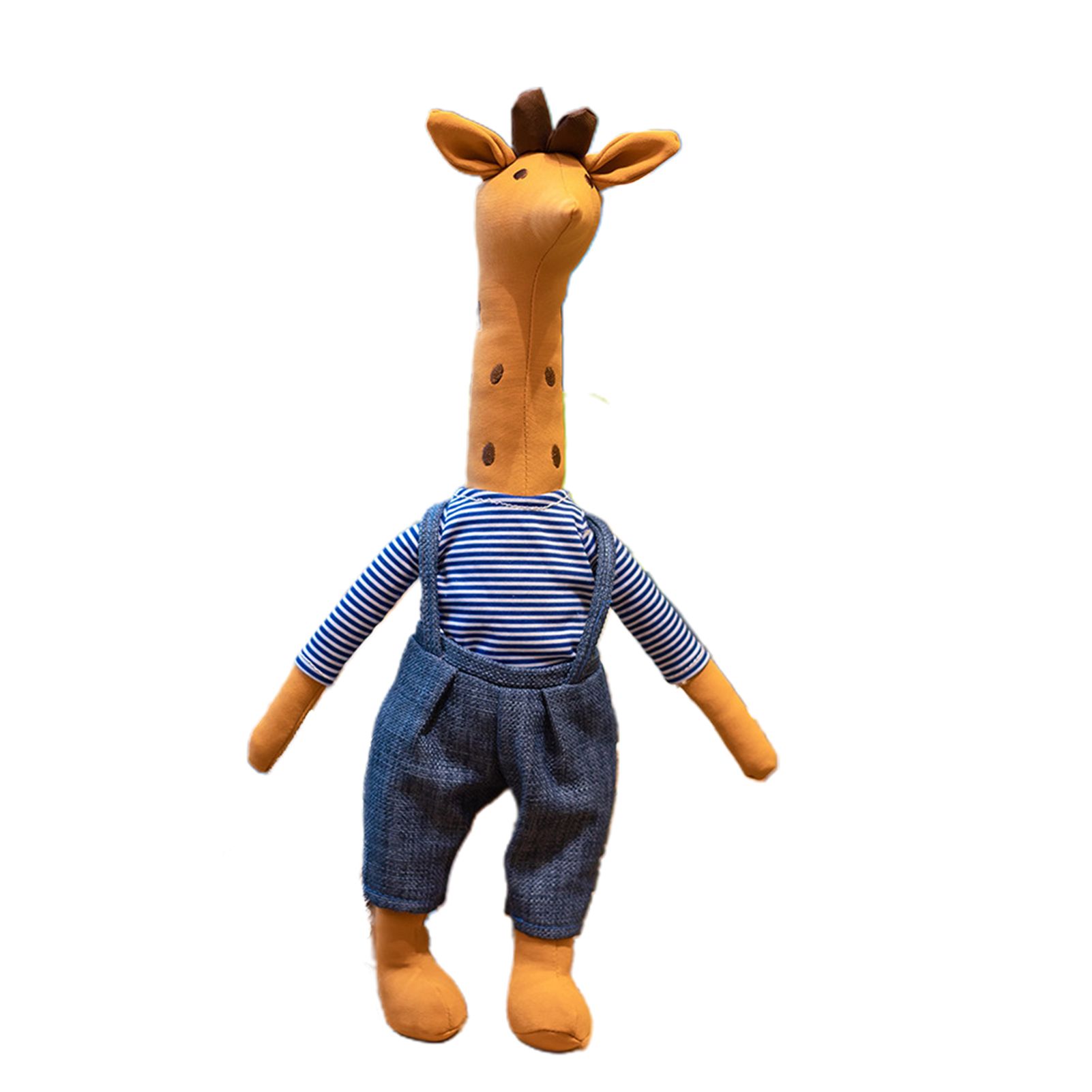 Cartoon Giraffe Plush Doll Wearing Cloth Design Full Filled Small Giraffe Plush Toy for Entertainment