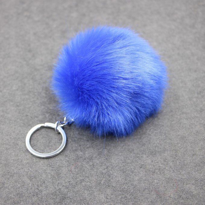 1pcs Grey Plush Ball Plush Keychain Simple Ball Pompon Pendant Pompom Artificial Animal Keychains Woman Car Bag KeyRing Toy