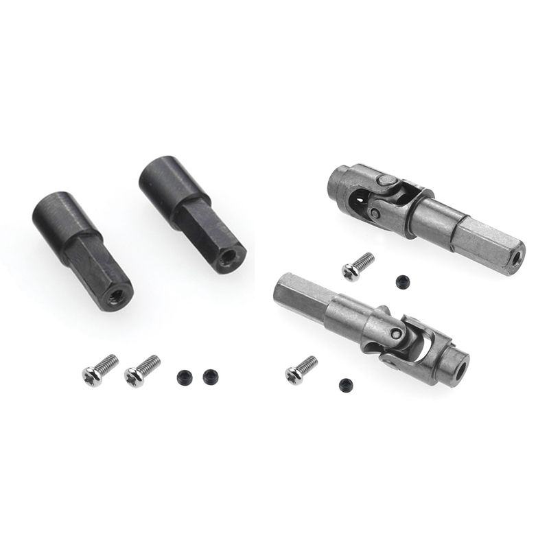2Pcs Metal Universal Steering Joint Drive Shaft Accessories with 2Pcs Metal Rear Axle Shaft Adapter Accessories