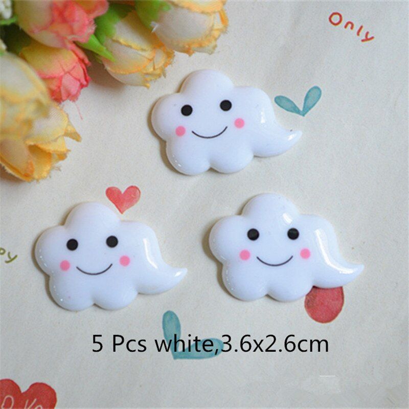 5 Pcs Slime Charms Cloud for Slime Supplie Filler DIY Polymer Cute Smiley Cloud Accessories Toy Lizun Model Tool for Kids Toys