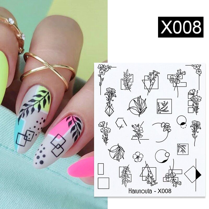 Snake Design Water Nail Sticker Flower Leaves Nair Art Transfer Stickers Slider Decals Tip Manicuring Art Decoration Accessories