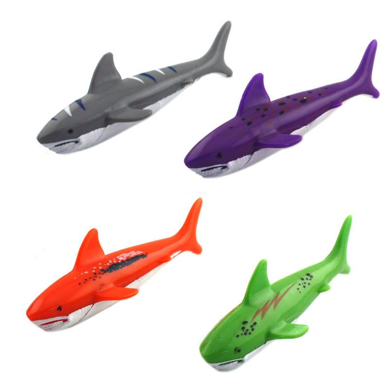4 PCS Children's Swimming Toy Shark Shape Dive Toy Water Game Toy Game Diving Toy Pool Glide Shark Throw Torpedo Toy