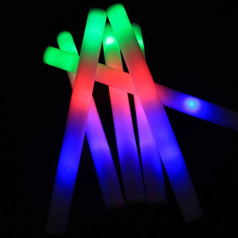 22Pcs LED Light-Up Foam Sticks Flashing Glow LED Foam Sticks Parties Weddings Raves Concert Halloween Christmas