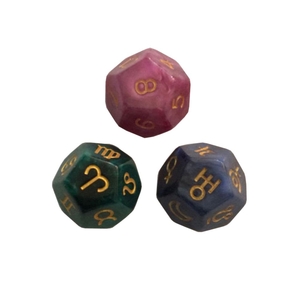 3Pcs/Set 12-Sided Astrology Dice rylic Number Divination Magic Board Game Toy