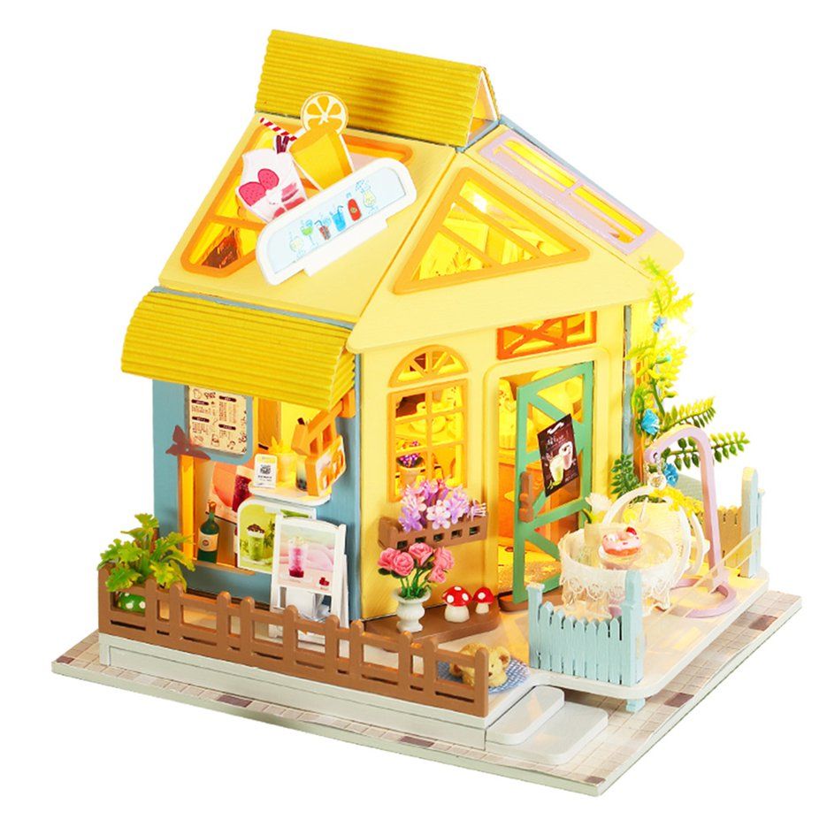 Large Dollhouse Furniture Miniature Building Kits DIY Dollhouse Kit Toys