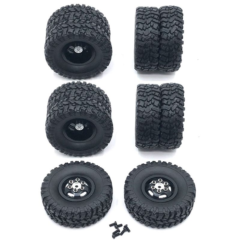 Double Wheel Metal Wheel Rim with Rubber Tire Tyre for WPL B16 B36 JJRC Q60 Q63 Q64 6WD 6X6 RC Truck,Black