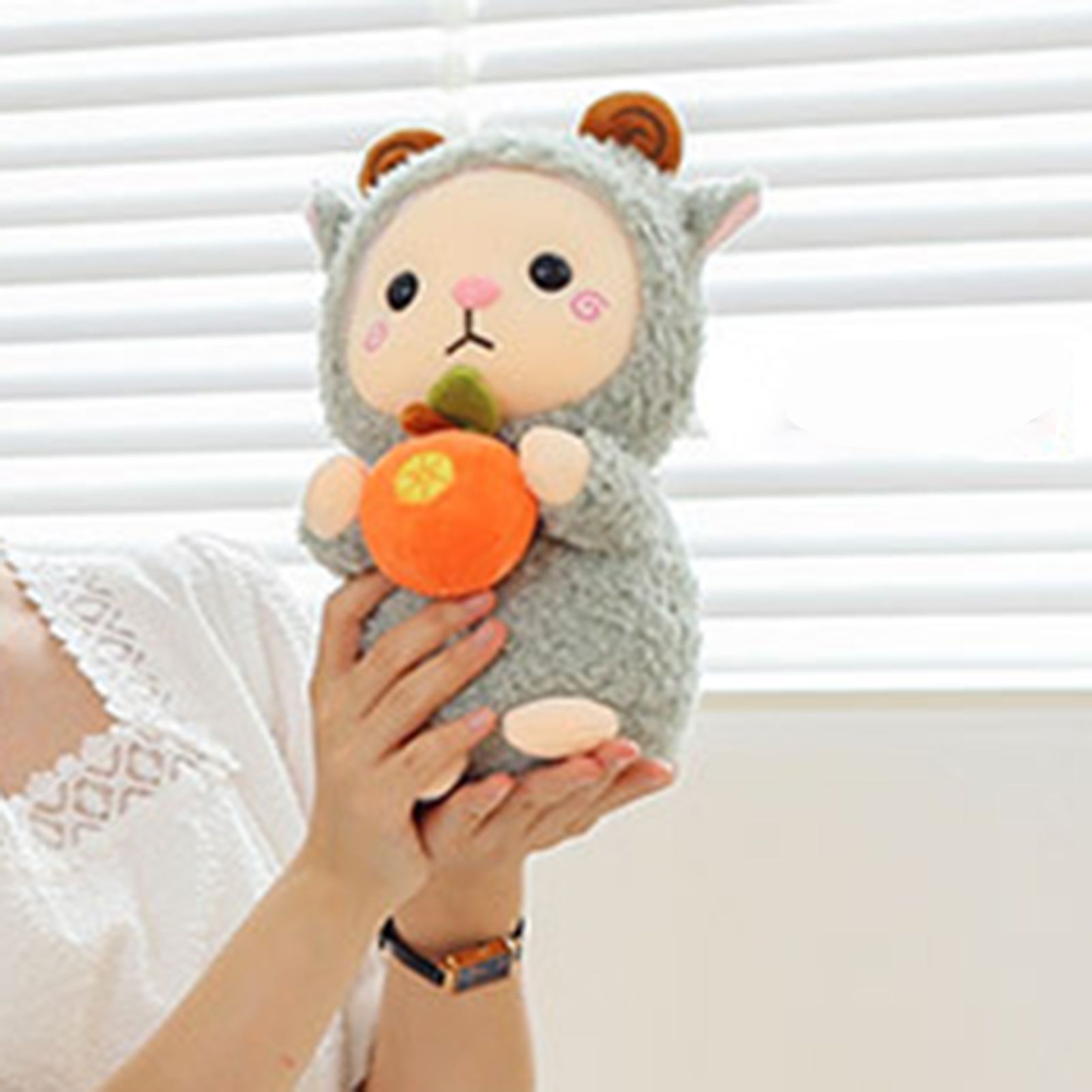 Sheep Doll Soft Wide Application PP Cotton Cute Lamb Holding Fruit Plush Toy for Decoration