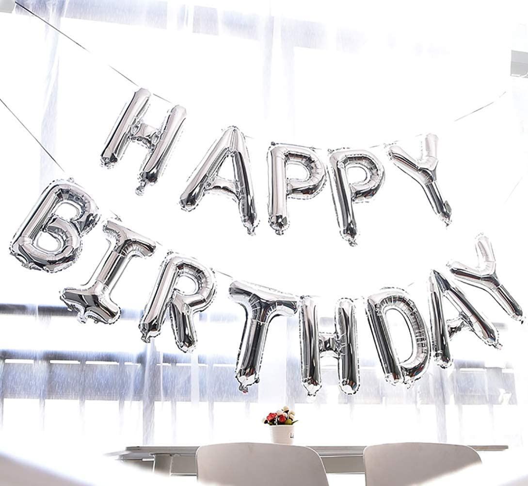 Happy Birthday Foil Banner Silver 1Pcs