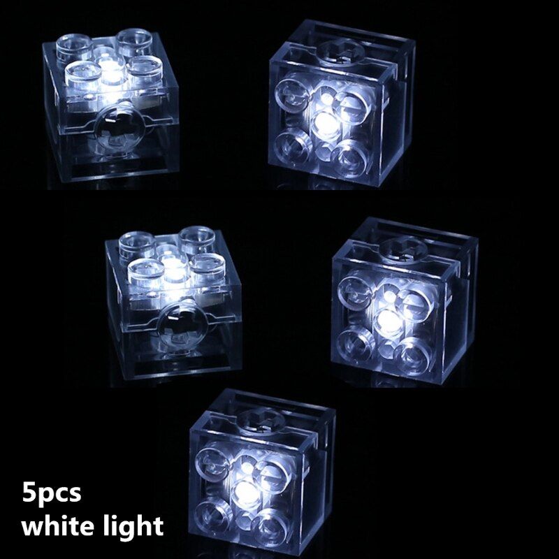 5pcs 2x2 dot LED Light Up Colorful Accessories Classic Brick Education Light-Emitting Compatible All Brands Building Blocks Kid