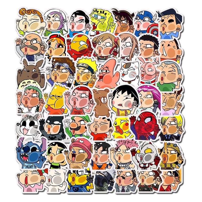 Glass Man Stickers Cartoon Anime Movie Characters For Laptop Skateboard Bicycle Guitar PVC Sticker Gifts For Children 50PCS