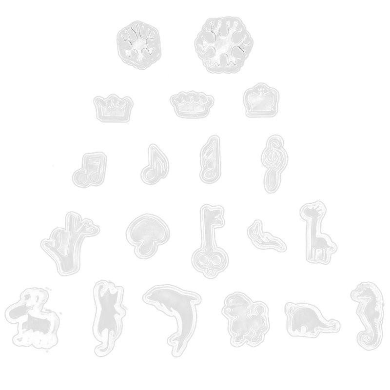 20 Pcs Crystal Epoxy Pendant Silicone Mold DIY Handmade Animal Jewelry Kitten Musical Note Snowflake Dolphin Hippo