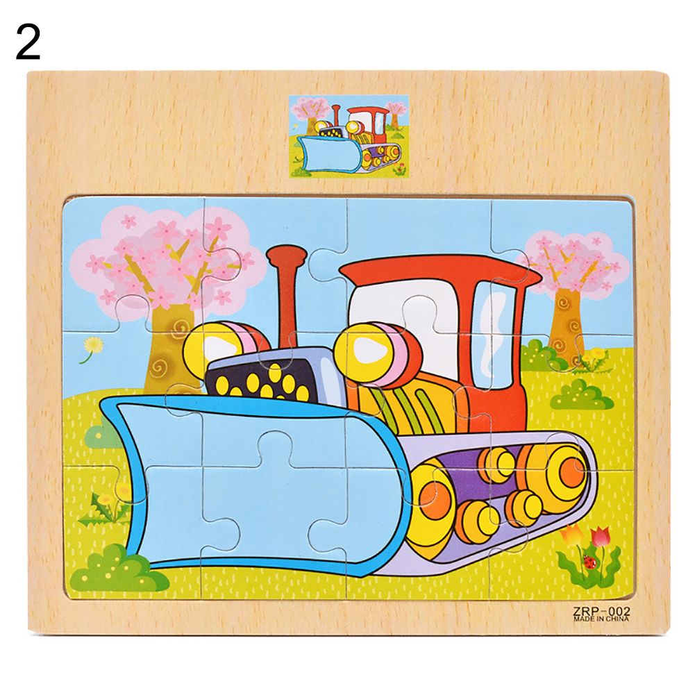 Wooden Vehicle Car Animal Jigsaw Puzzles DIY Assembly Early Learning Kids Toy