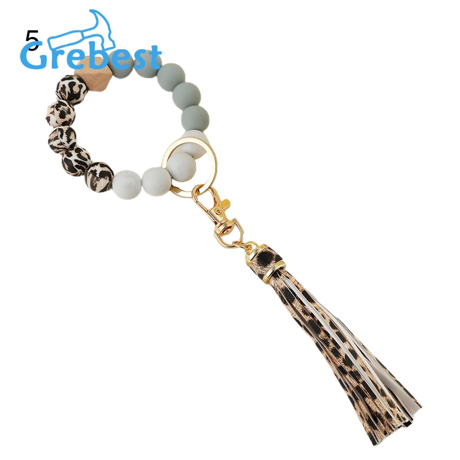 Grebest Beads Bracelet Keyring Glossy Artistic Temperament Bracelet Keyring