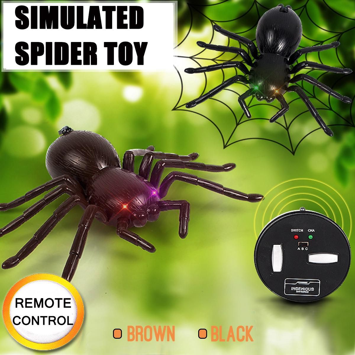 Infrared RC Remote Control Spider Insects Scary Toys Games Creepy Tarantula Kids Toy Gift - Brown