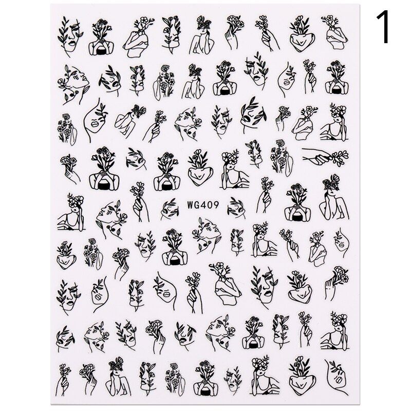 1 Sheet Alphabet Love Shaped  Pattern 3D Nail Stickers Slider Valentine's Day Decals Foil For DIY Love Nail Art Decorarion